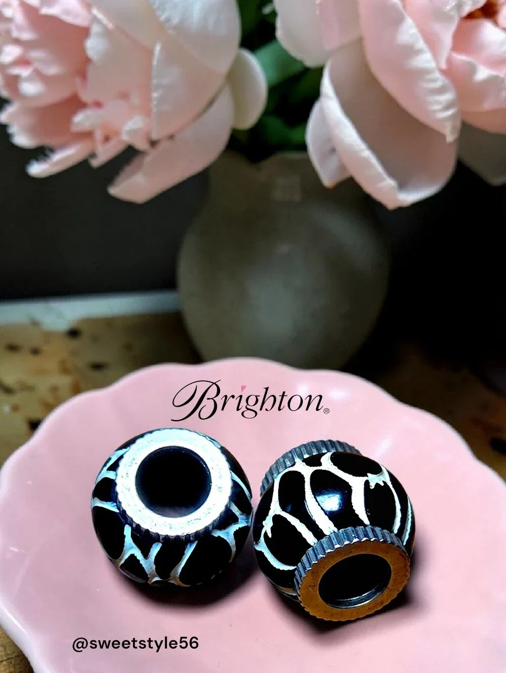 BRIGHTON Black And White Animal Print Slider Charms, SET OF 2!